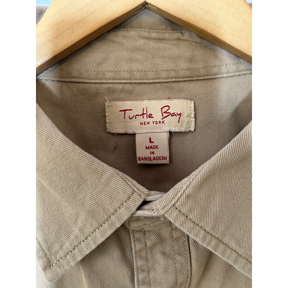 Khaki Turtle Bay Cotton Twill Western Long Sleeve Button Down Shirt - (Men's L) - Picture 4 of 10